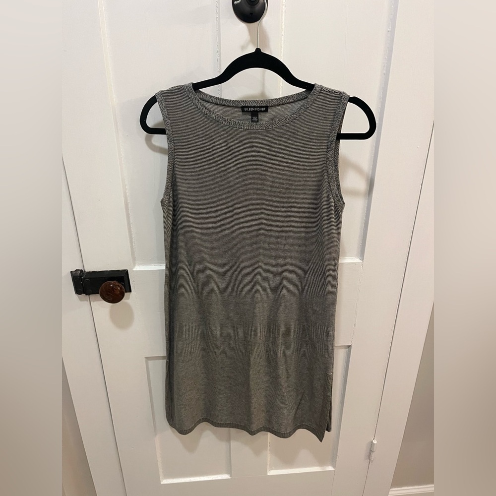 Eileen Fisher Gray Stripe Tunic Top Dress Size Small